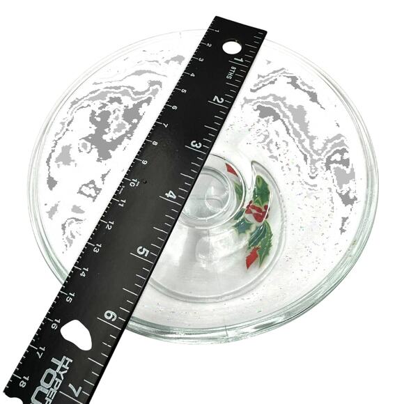 AVON Hostess Collection Glass Pedestal Holly Berry Motif Compote Candy Dish 1981 - Picture 5 of 6